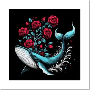 Whale Red Roses Posters and Art